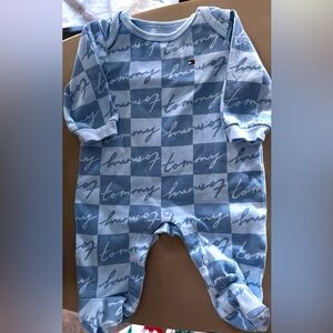 Tommy Hilfiger Baby Boys Logo Print Footed Coverall 0-3
